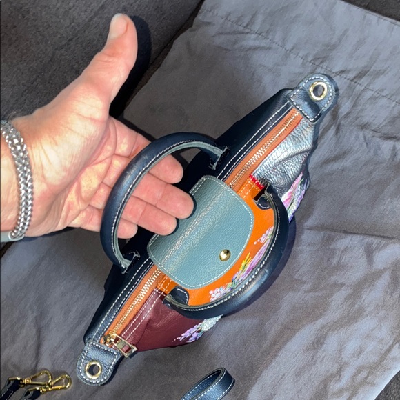 Floral Multi-Color Leather Handbag - Picture 12 of 16